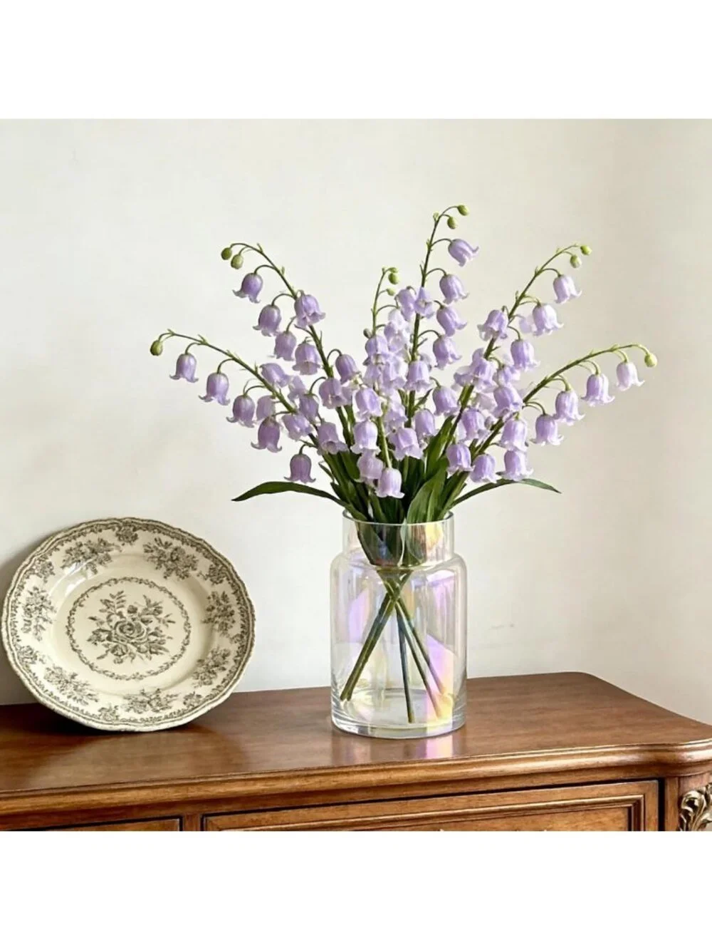 Iridescent Glass Flower Vase - 9 Inch Modern Decorative Centerpiece for Home